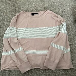 360 Cashmere Women's Pink and White Striped Sweater